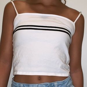 white w black stripes crop top